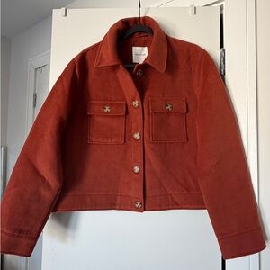 Avec Les Filles Women's Red Rust Shacket Shirt Jacket XL
